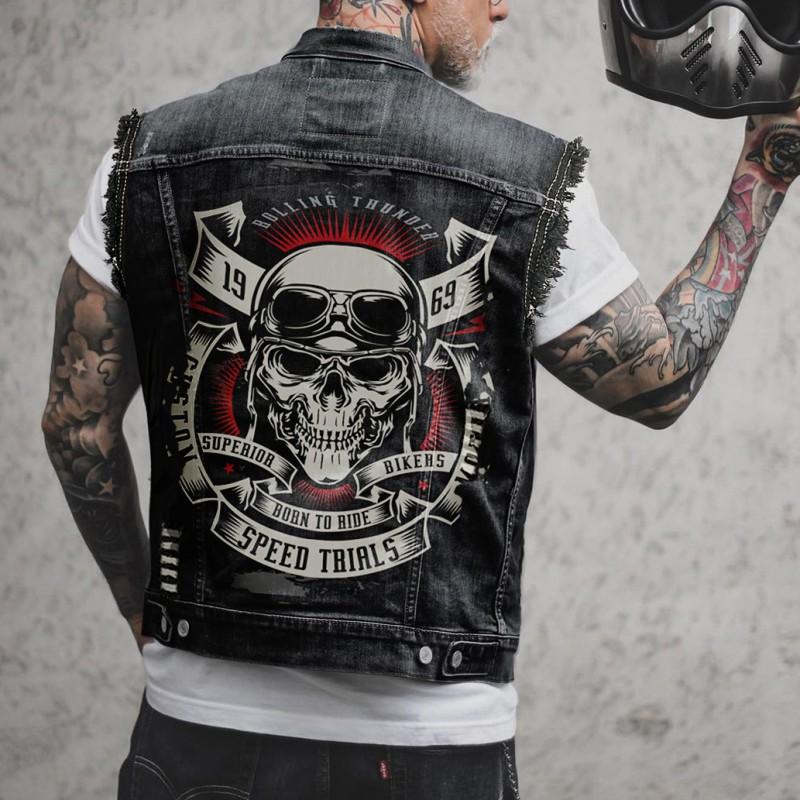 Mens Slim Fit Workwear Vest Fall/Winter Denim Cotton Blend Black S-6XL