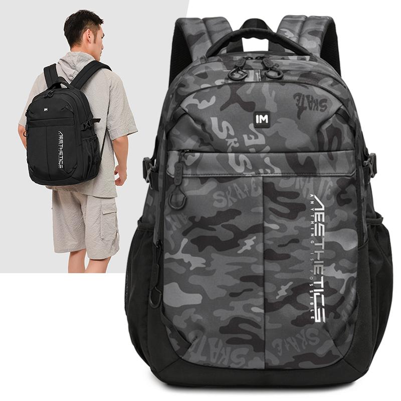 Мужской рюкзак большой вместимости, школьный рюкзак для ученика средней школы, камуфляжный принт, рюкзак для компьютера