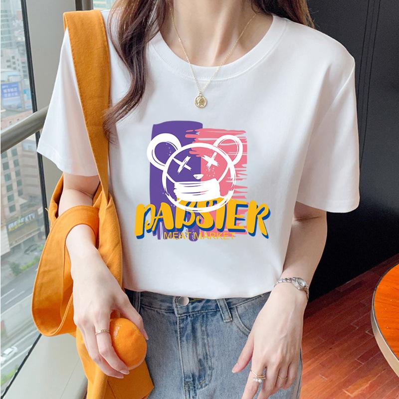 VEZFAA Женские модные повседневные летние весенние блузки и рубашки с круглым вырезом с короткими рукавами