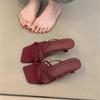 Niche High-heeled Sandals 2025 Summer Retro Red Thin Strap Fashion Open-toed Thin-heeled Cool Slippers