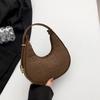 Autumn New Crescent Bag Women's Fashion Casual Trendy Retro Felt Crocodile Pattern Armpit Bag Women's Shoulder Bag