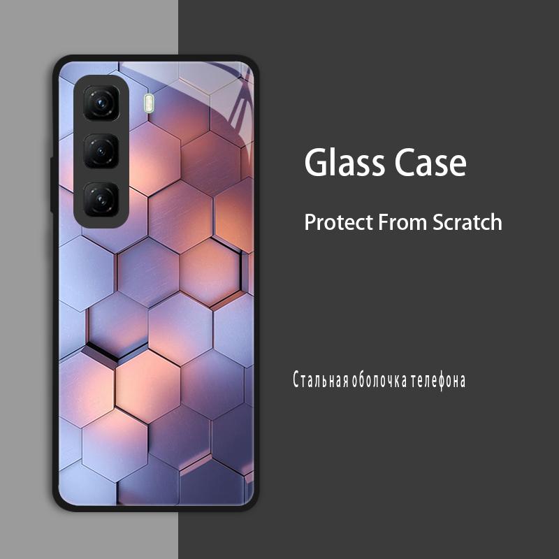Чехол из закаленного стекла для Infinix Hot 50 Pro Plus Чехлы Крышка Жесткий Бампер для Infinix Hot 50 Pro 4G 5G Hot50i Защитный чехол