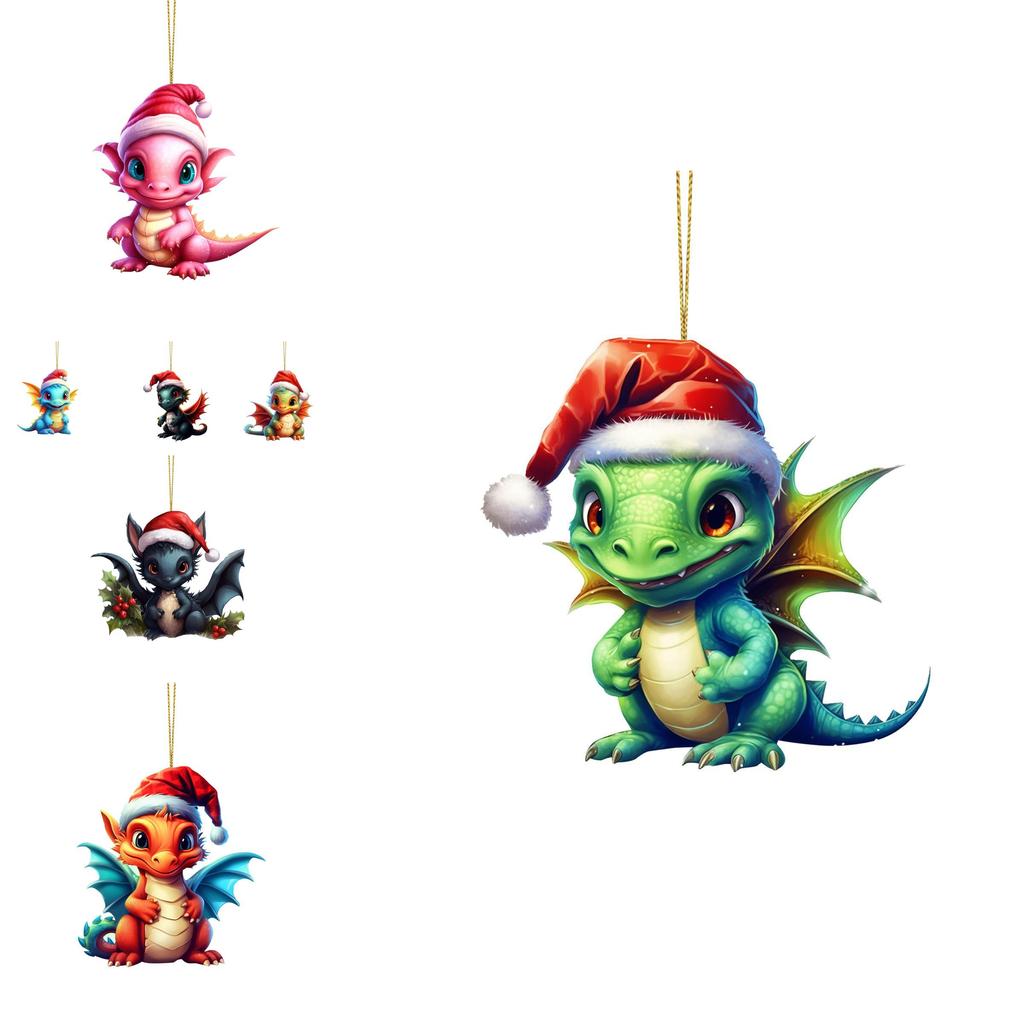 Playful Dragon Acrylic Christmas Hanging Decoration For Festive Car Interior Adornments