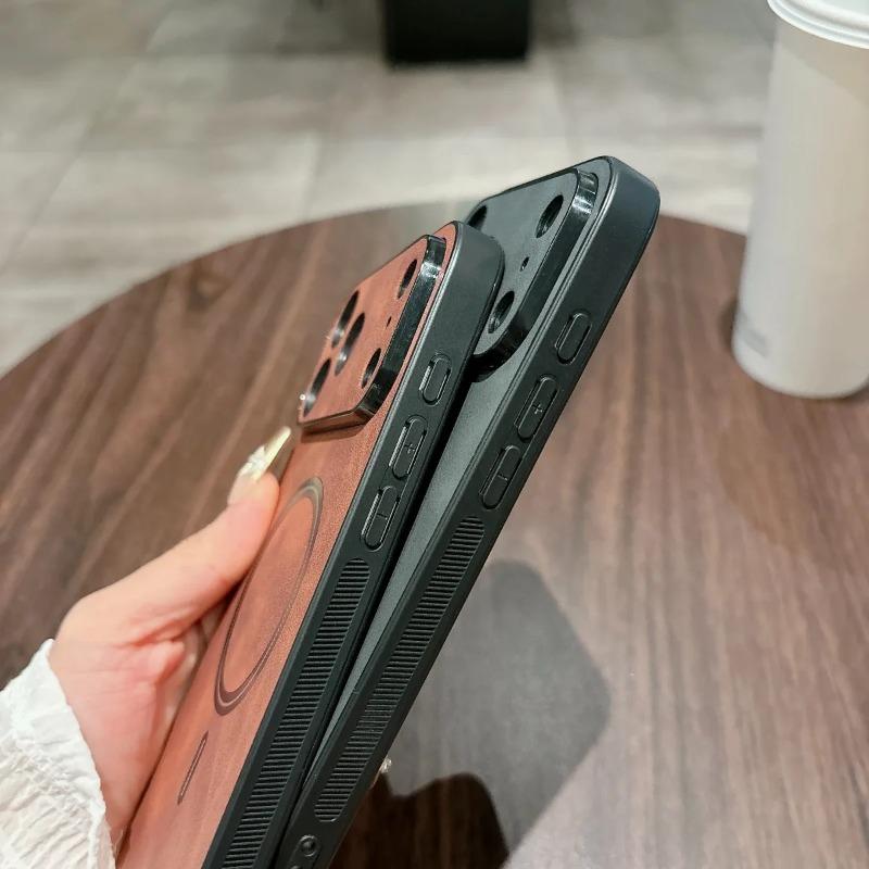 Магнитный кожаный чехол для iPhone 17 Pro Max 17 Air 17Pro Чехол Магнит для Mag-safe Противоударный Всесторонняя защита камеры Накладка