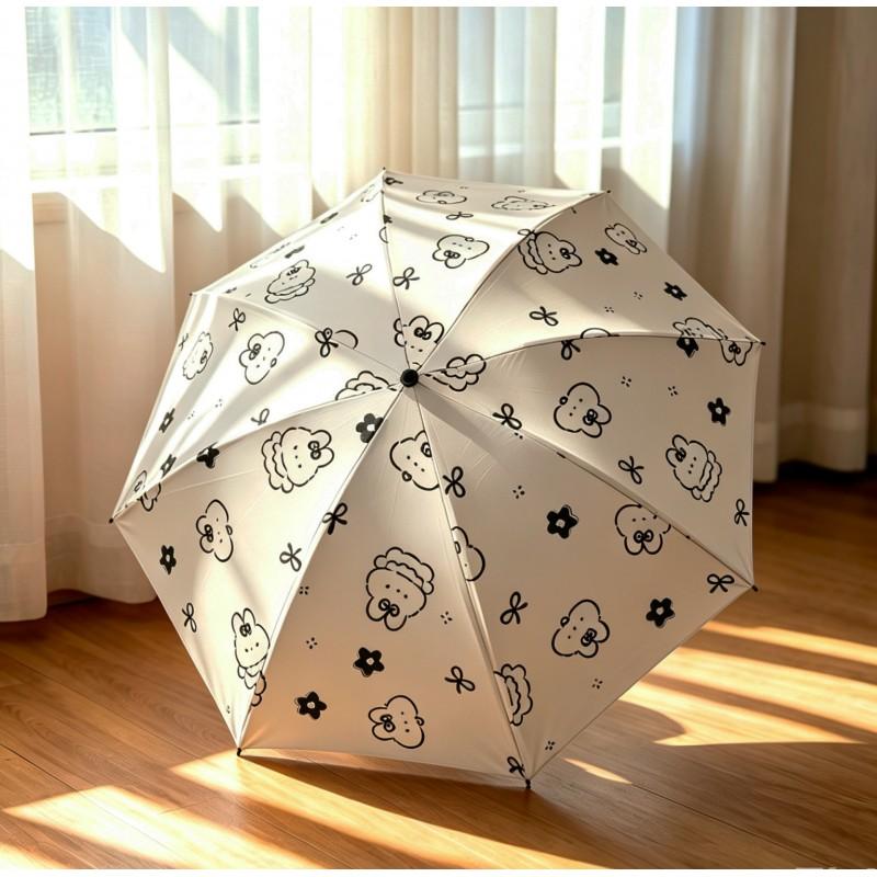 Automatic Manual Folding Umbrella Sun Rain Protection UPF50 Black Coating Cartoon Design 8-Rib Lightweight Adult