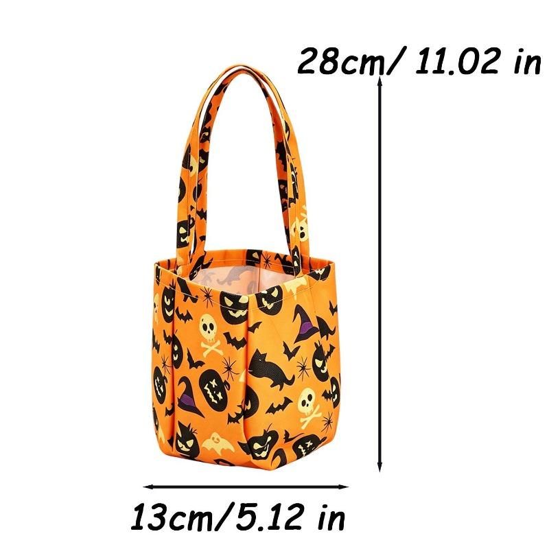 Halloween Candy Tote Bag Portable Non Woven Pumpkin Ghost Skull Snack Bucket Goodie Gift Pouch for Trick or Treat Party Supply