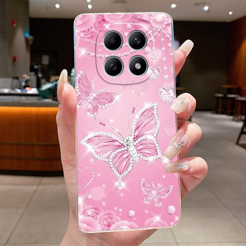 Для Xiaomi Poco M8 Pro Чехол Прозрачный Роскошный Модный Бабочки Цветы Мягкий Силиконовый ТПУ Чехол Для PocoM8 PocoM8Pro 5G Чехол-Оболочка