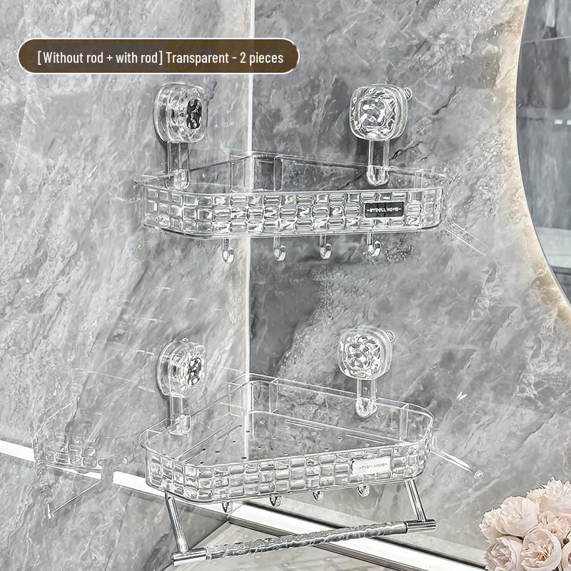 Стеллаж для хранения вещей в душевой кабине без перфорации - настенный органайзер с присоской