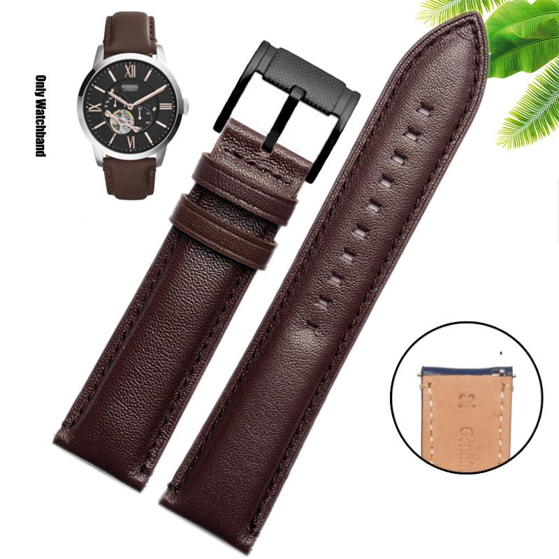 Натуральная кожа 22 мм Ремешок для часов для FOSSIL FS4835/FS5237/ME3052/FTW1114 Коровья кожа 20 мм Ремешок для часов Замена водонепроницаемого браслета мужской
