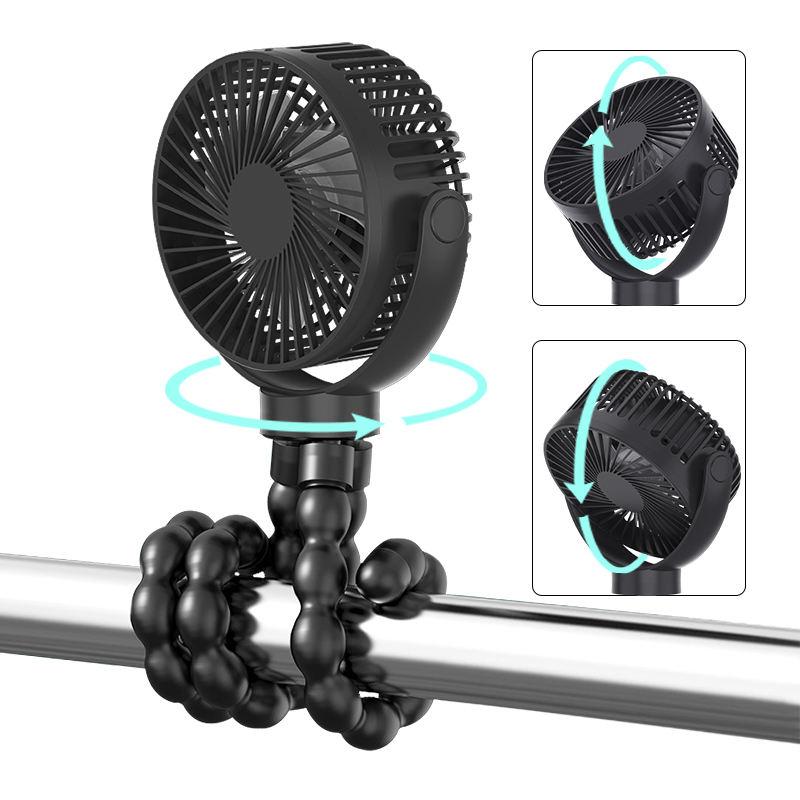 F3 Ultra-Quiet Brushless Portable Clip on Fan Rechargeable Camping Fan and Baby Stroller Fan with Soft LED Light for Car Use