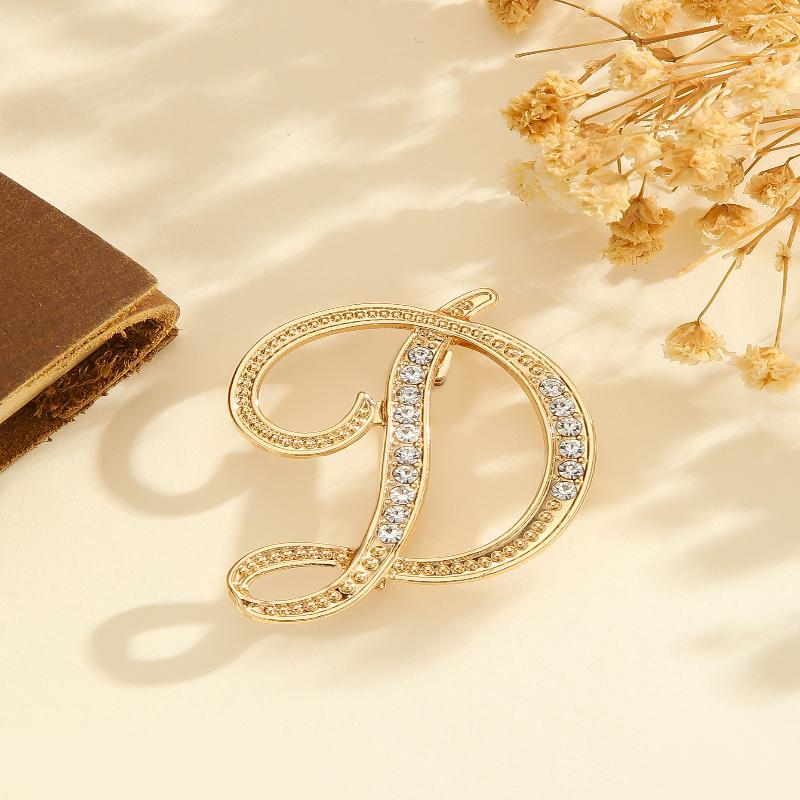 Женская брошь в виде буквы от A до Z, стразы, кристалл, золотистый цвет, английский алфавит, металлические значки, милая брошь, ювелирные аксессуары, подарок