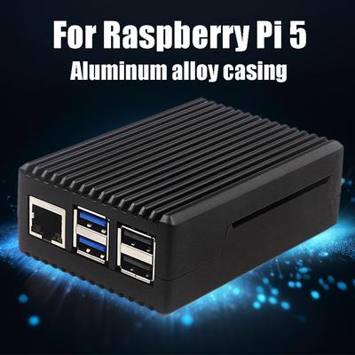 Металлический корпус с активным кулером для Pi 5 Корпус из алюминиевого сплава Корпус-радиатор-кулер с охлаждающим вентилятором Подходит для Raspberry Pi 5