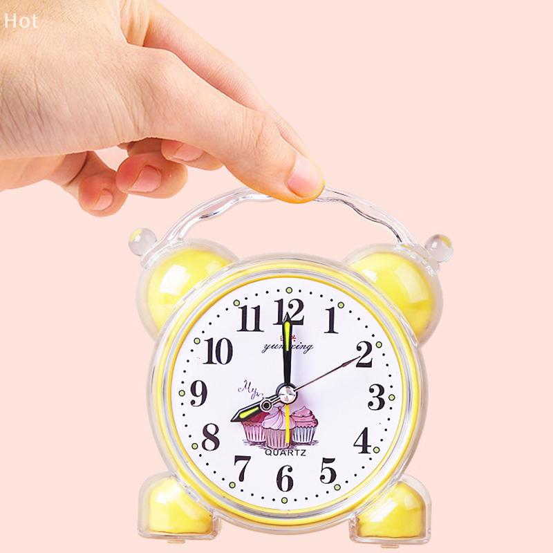 Для спальни, школы, офиса, пластиковый желтый/красный/синий/розовый/оранжевый, новый милый будильник 11,6x10,2 см, удобный