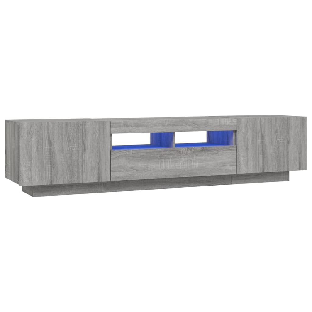 2 Piece TV Cabinet Set with LED Lights Grey Sonoma Particleboard