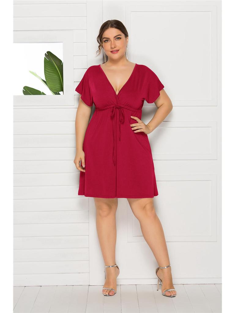 Европейское сексуальное платье без рукавов с V-образным вырезом, эластичной талией, больших размеров