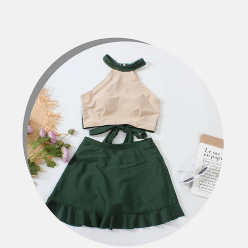 2024 Новый корейский купальник из двух частей, юбка-майка, сексуальный женский купальник с высокой талией, женский купальник, монокини, юбка для плавания