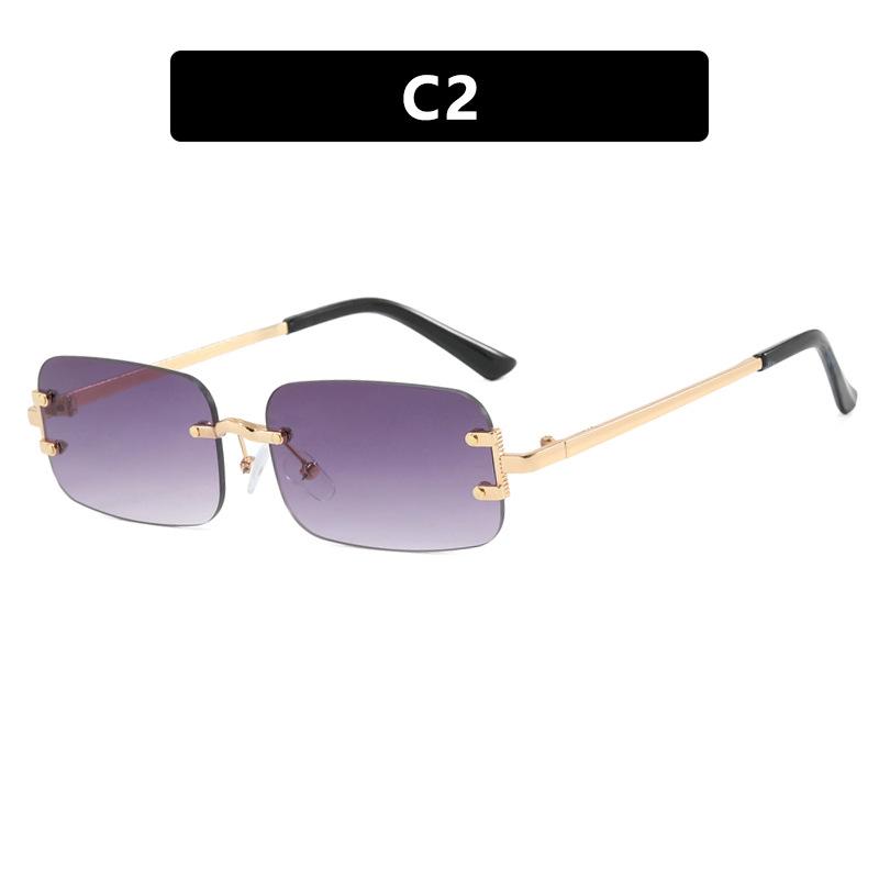 Frameless Sunglasses Small Frame Fashion Trimmed Sunglasses Spice Girl Same Sunscreen Sunglasses Women