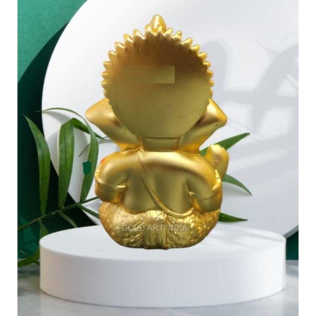 Gold Plated Satin Ganesha/Vinayaka/Vinayagar/Pillayar Idol - Versatile Car Dashboard and Home/Office Decor