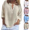 Ladies Fashion Solid Color Linen Long Sleeve Casual Shirt