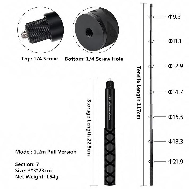 Invisible Extended Edition Selfie Stick Scalable Monopod for Insta360 X6 X5 X4 X3 Accessories for GoPro 13 12 DJI Action Stick 7