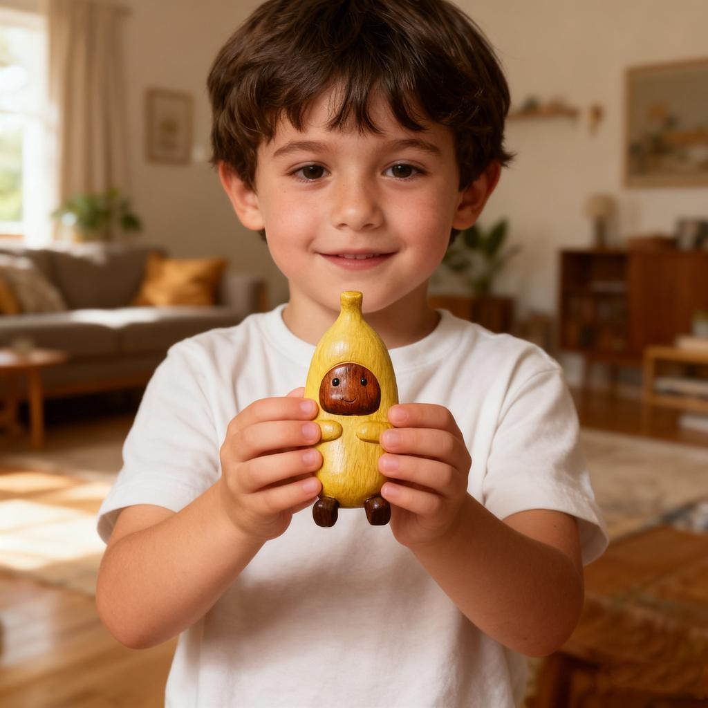 Creative Wood-carved Banana Figurine - Natural Wood Texture, Lighting Up The Fun Corners Of Life