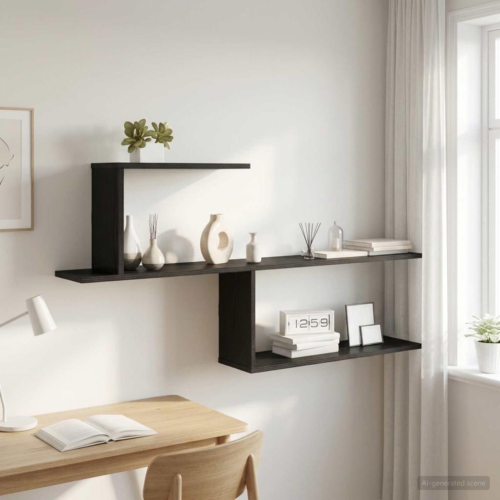Wall Shelf Black Oak 122 x 18 x 60 cm Engineered Wood