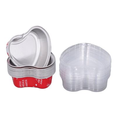 15 шт., форма для торта из алюминиевой фольги в форме сердца с прозрачными крышками, чашка для выпечки десертов на свадьбу, день рождения, день Святого Валентина