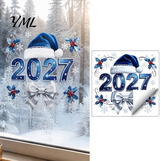 2027 New Year Supplies Christmas Static Window Cling, Glue?Free Snowflake Glass Creative Holiday Gifts Sticker, Reusable Stickers for Home
