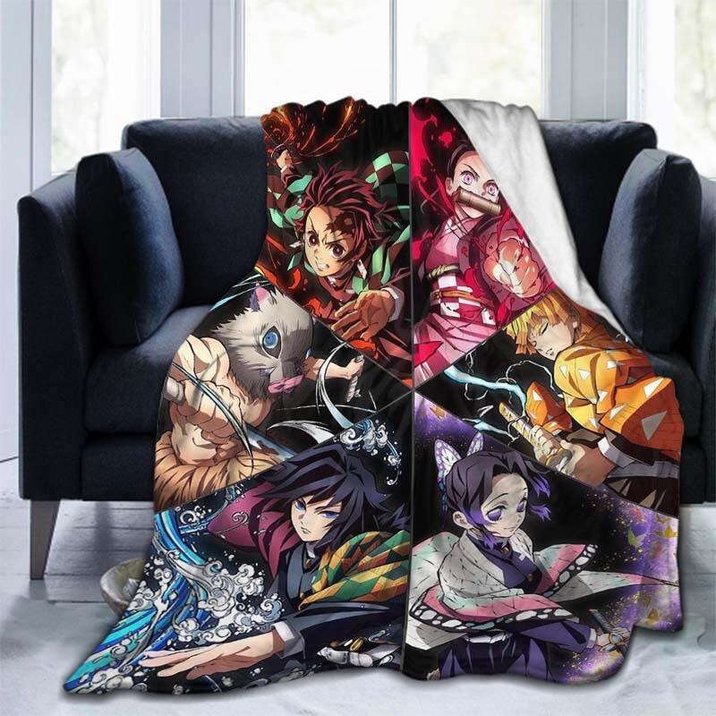 Demon Slayer Anime Bedding D Printed Quilt for Adults Kids Soft Fleece Blanket Sofa Throw Size x Inches