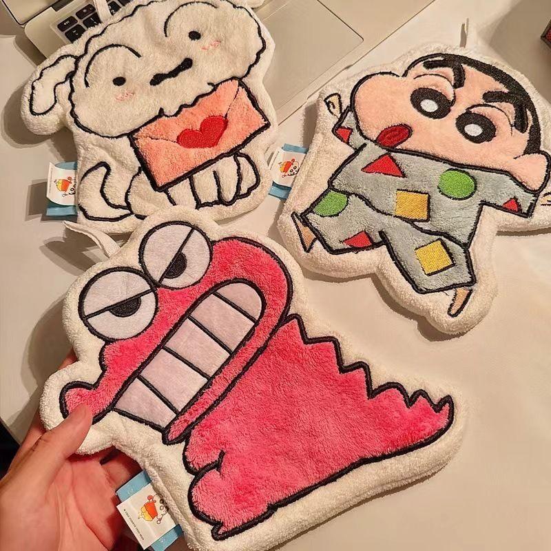 New Crayon Shin-Chan Anime Cartoon Hand Towel Cute Hanging Style Super Absorbent Thickened Hand Towel For Bathroom And Kitchen