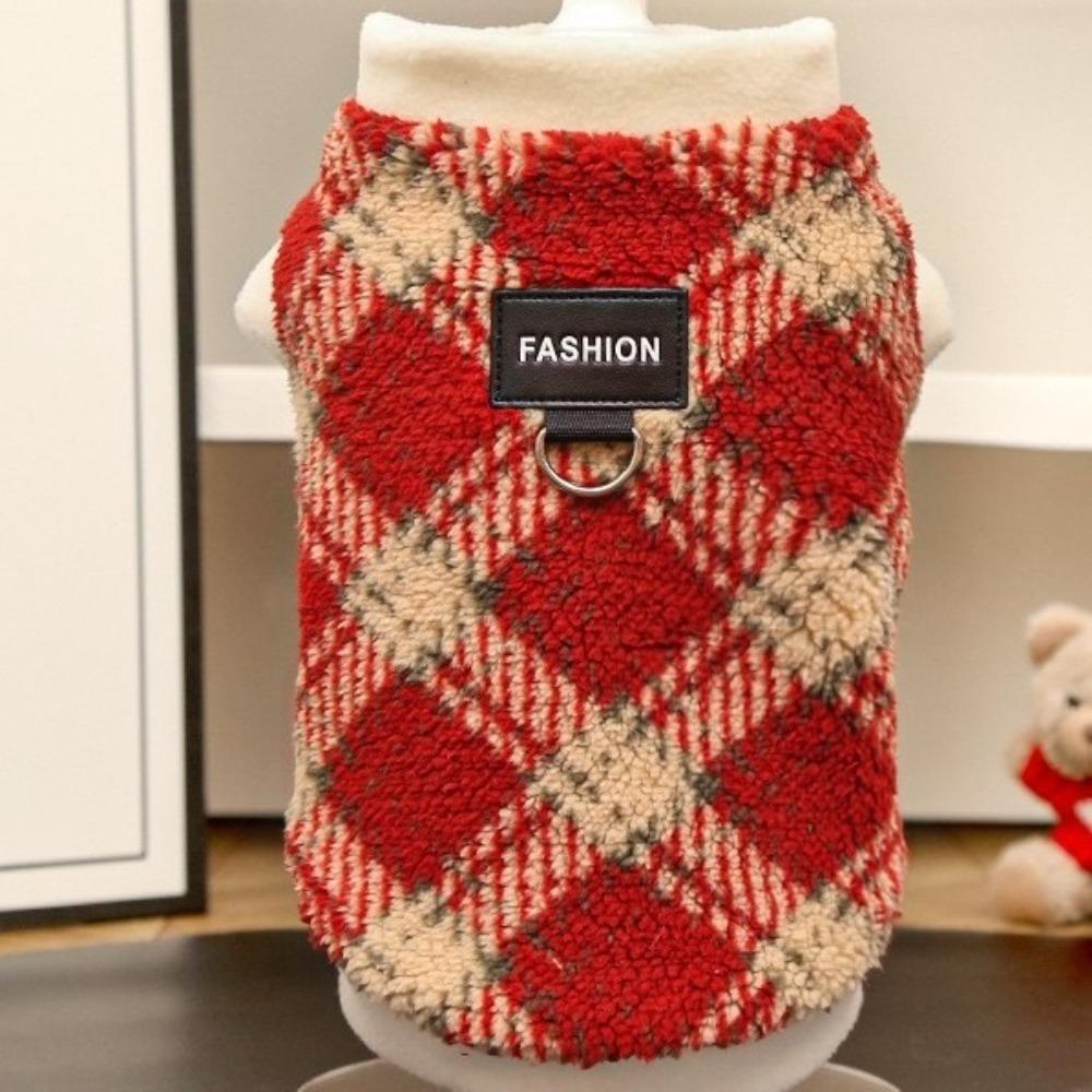 Warm Color-blocked Plaid Pet Fleece Vest Soft Fleece Pet Sleeveless Sweater Small Medium Dogs