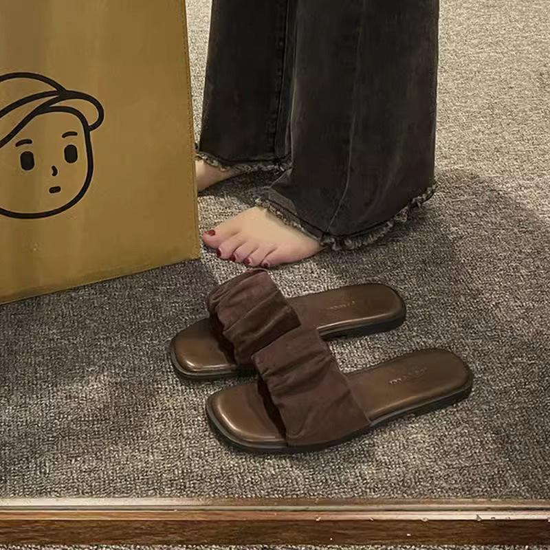 Премиальные однословные тапочки для женских летних сандалий Новогодние сандалии на плоской подошве для пляжа