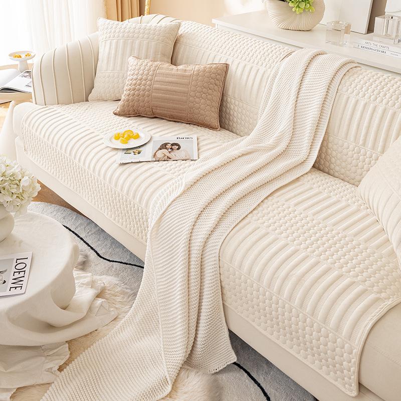 Sofa Cushion Winter Cushion Simple High-grade Non-slip New Plush Cover Cloth Towel Cushion Thickened Sofa Cover Cover