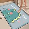 Diatom Mud Bathroom Mat Cartoon Bear Trio Pattern Quick Dry Absorbent Rug Non Slip Toilet Door Mat with “WELCOME HOME” Text