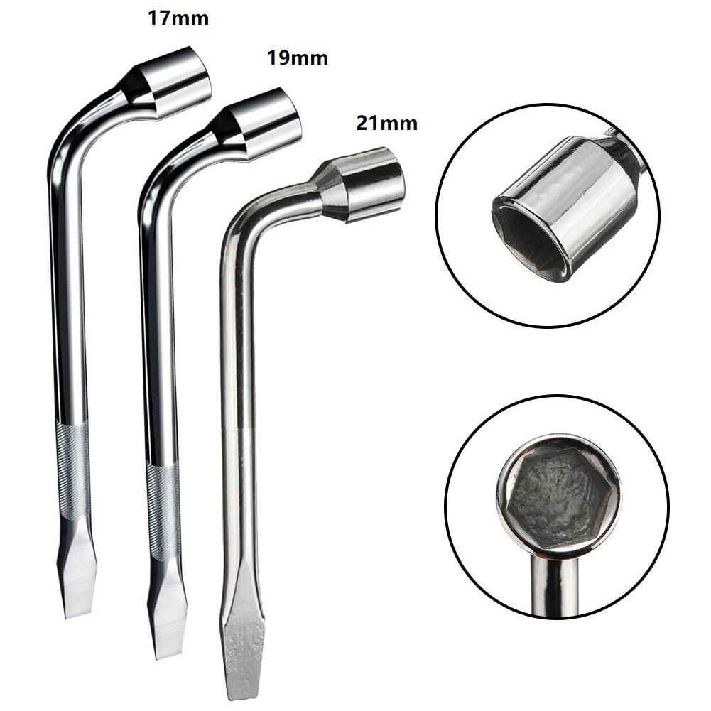 1/3 Pcs 17/19/21mm Wheel Wrench Lug Hex Nut Bolt Socket Spanner Car Hand Tool L-shaped Tire Wrench Accessories