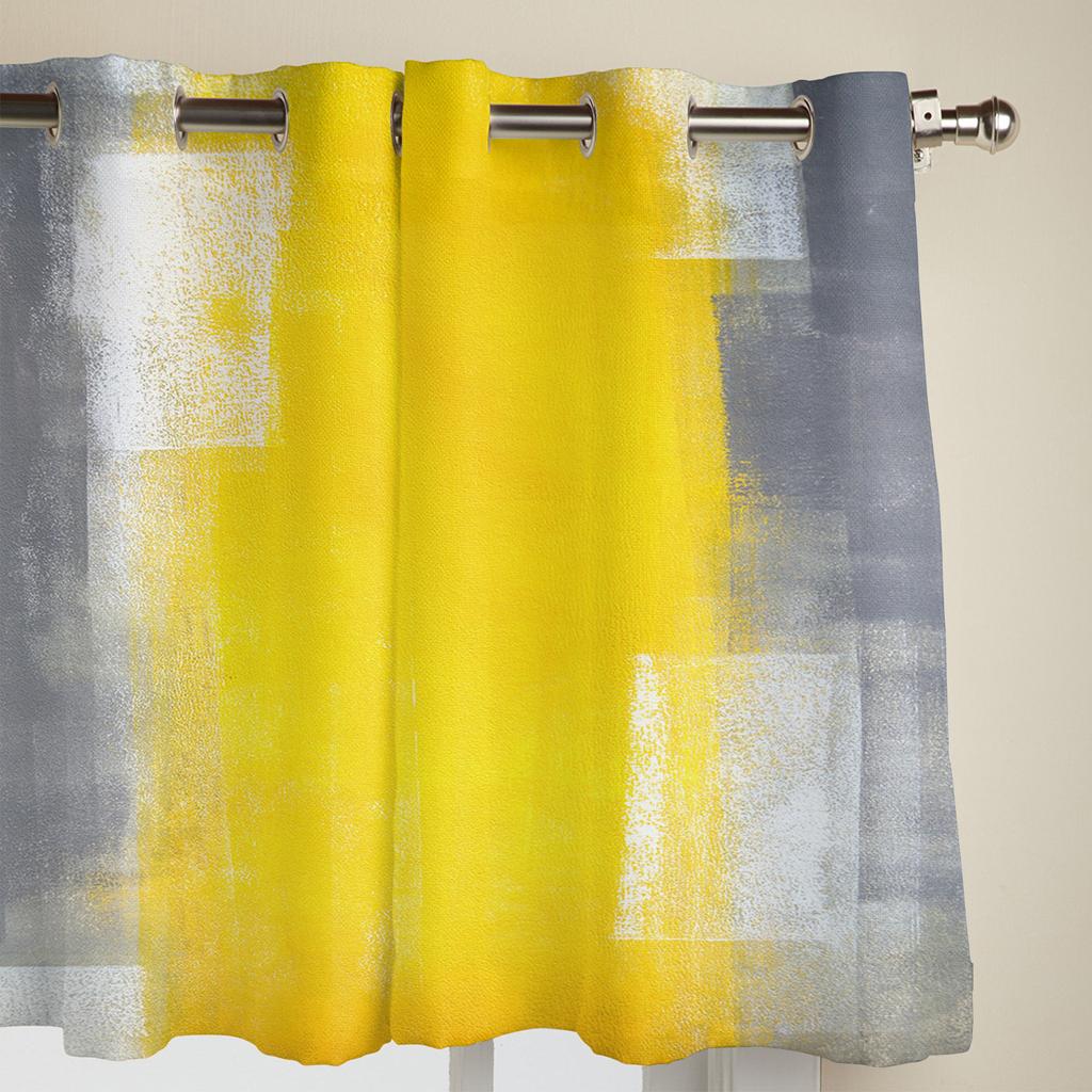Желто-серые абстрактные художественные текстурированные шторы для спальни, кухни, оконные занавески, занавески для гостиной
