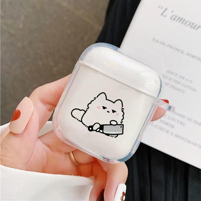 Забавный Мультяшный Кот Линия Прозрачный Чехол для Наушников Airpods 4-го 3-го 2 Pro Мягкое Покрытие для Airpod 2 3 1 Защитный Аксессуар Чехол