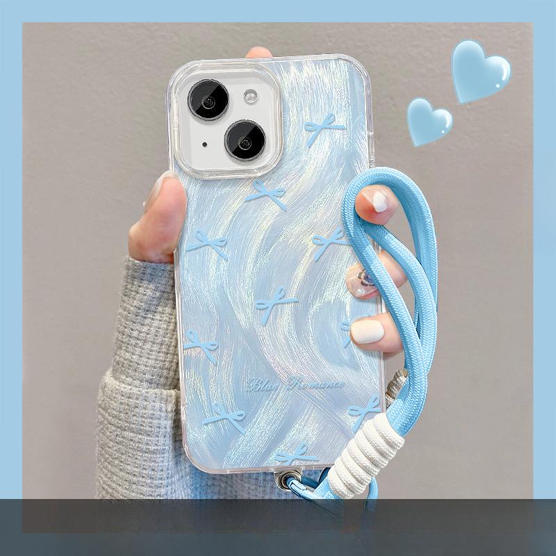 Подходит для чехла для мобильного телефона Apple 15 Летний Iphone14pro Мазок Бант Подставка Ремешок 12 Перо Пряжа Женский