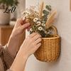 Versatile Hanging Storage Containers Woven Wicker Basket Wall Mounted Imitation Rattan Organizer Kitchen Spice And Egg Organizer Rustic Style