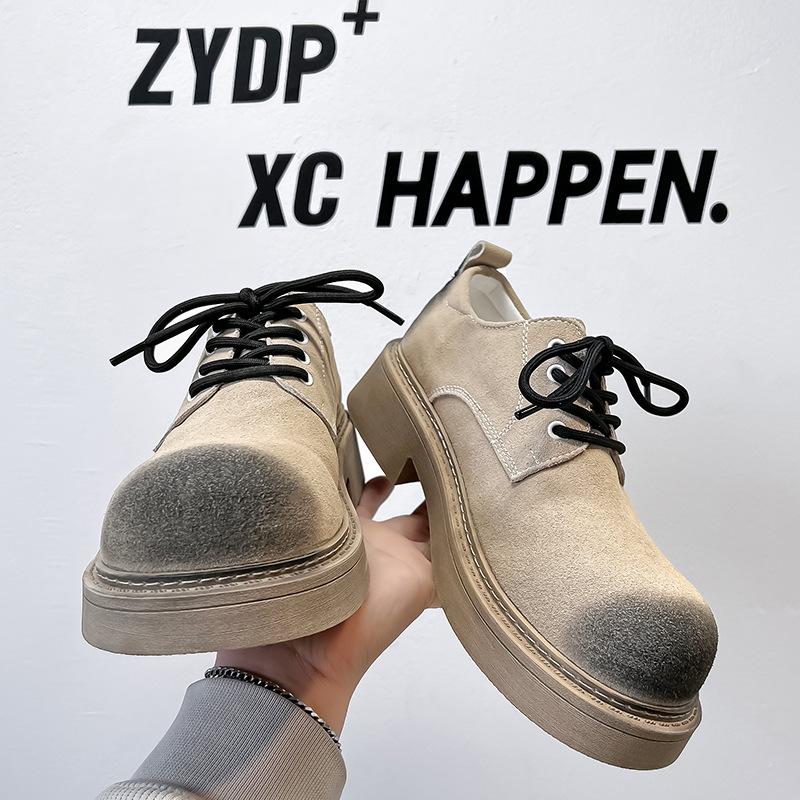 Низкие рабочие туфли, мужские и женские туфли на толстой подошве для повседневной носки, модные туфли Дерби на шнуровке, старые 14706-A