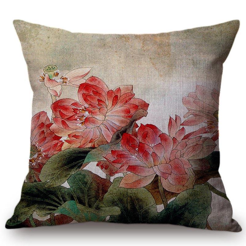Китайский Ретро Живописный Стиль Классическая Девушка Лотос Чехлы для Подушек Офис Автомобиль Диван Кресло Домашнее Украшение Чехол для Подушки Наволочка
