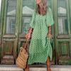 Autumn New Women's Loose Bohemian Round Neck Lantern Sleeve Printed Long Dress