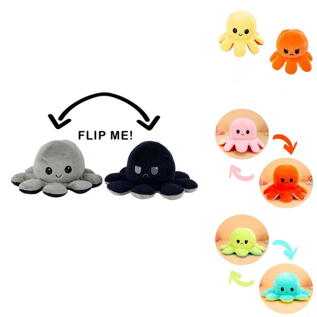 Charming Double-sided Flip Reversible Octopus Plush Toy For Marine Life Enthusiasts