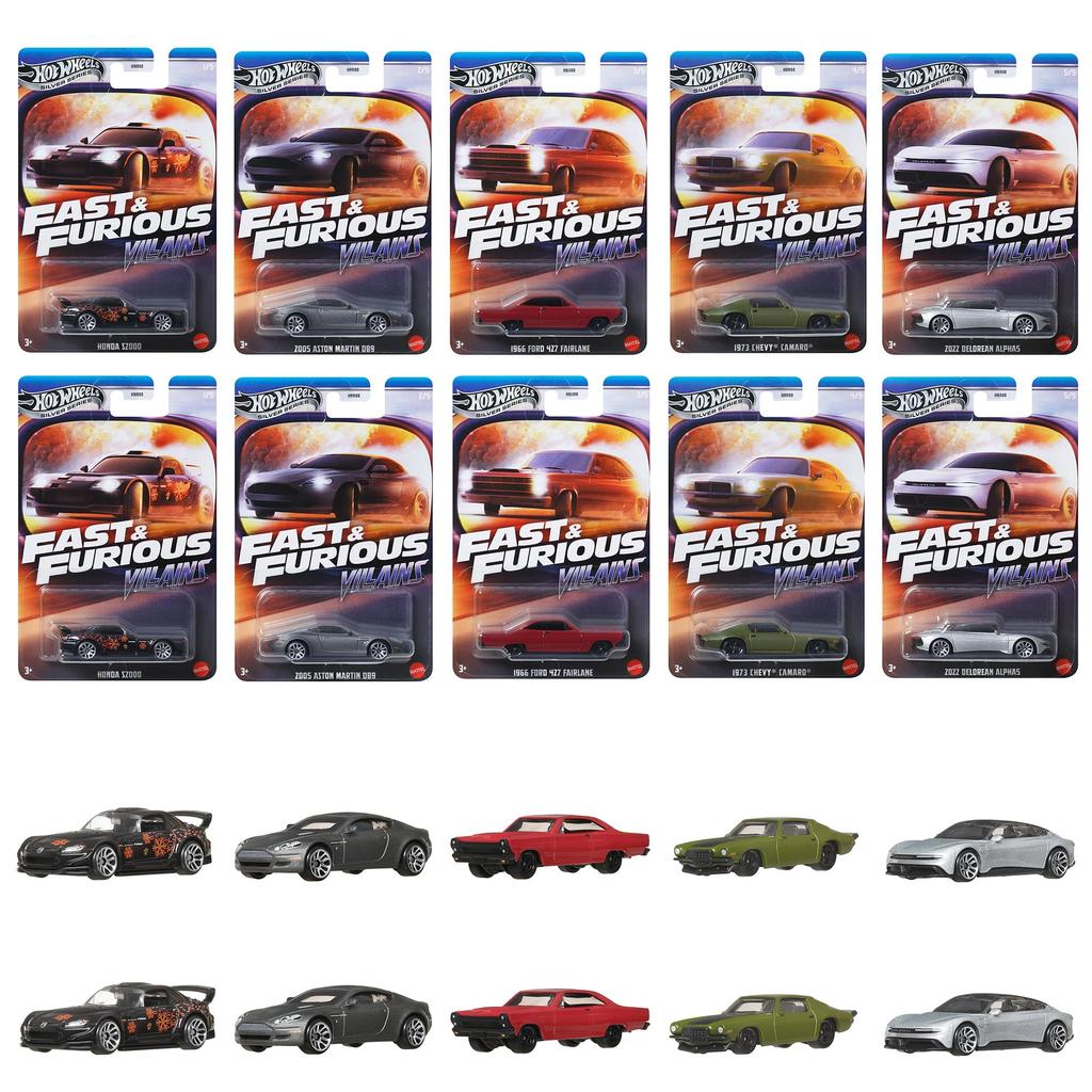 Hot Wheels Fast Furious Theme Assortment Villains Vehicle Toys Mini Box of Sold In Ages 3 and Multi & - Cars, 10, Box, Up, 986J-HNR88
