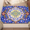 Moroccan Blue Yellow Floral Tile Patchwork Front Door Mat Non Slip Entryway Rug For Indoor Entry Floor Decor