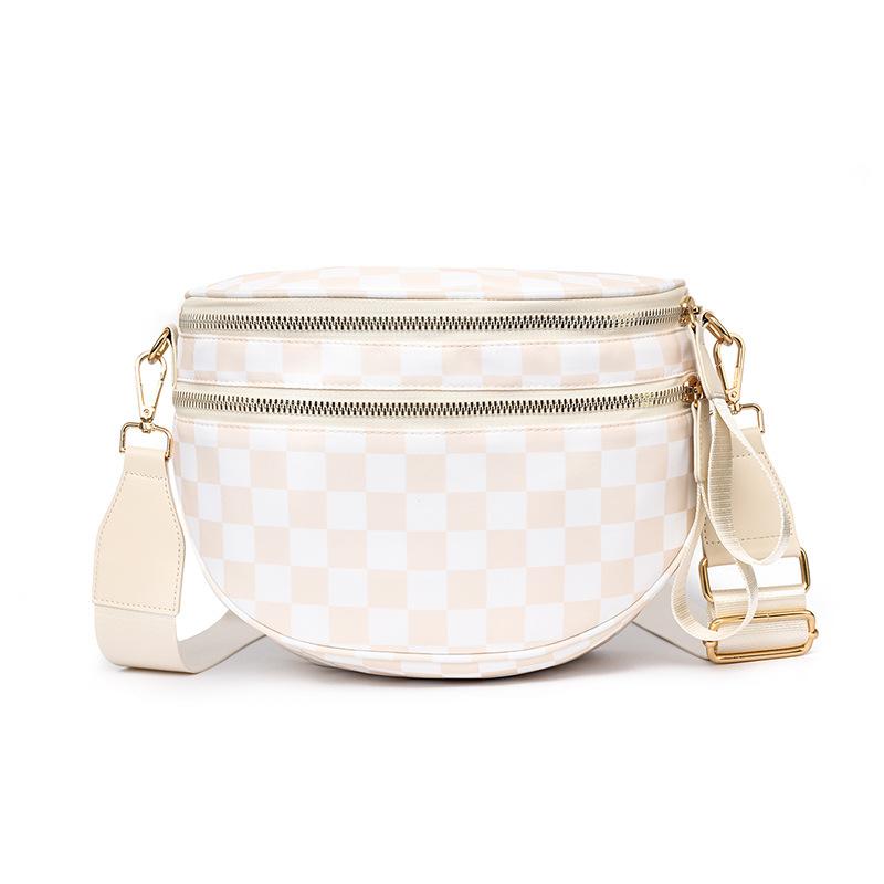 Single Shoulder Bag for Women, Casual, Fashionable, Versatile, Large Capacity Shell Bag, Waterproof Bag, Checkered Crossbody Bag