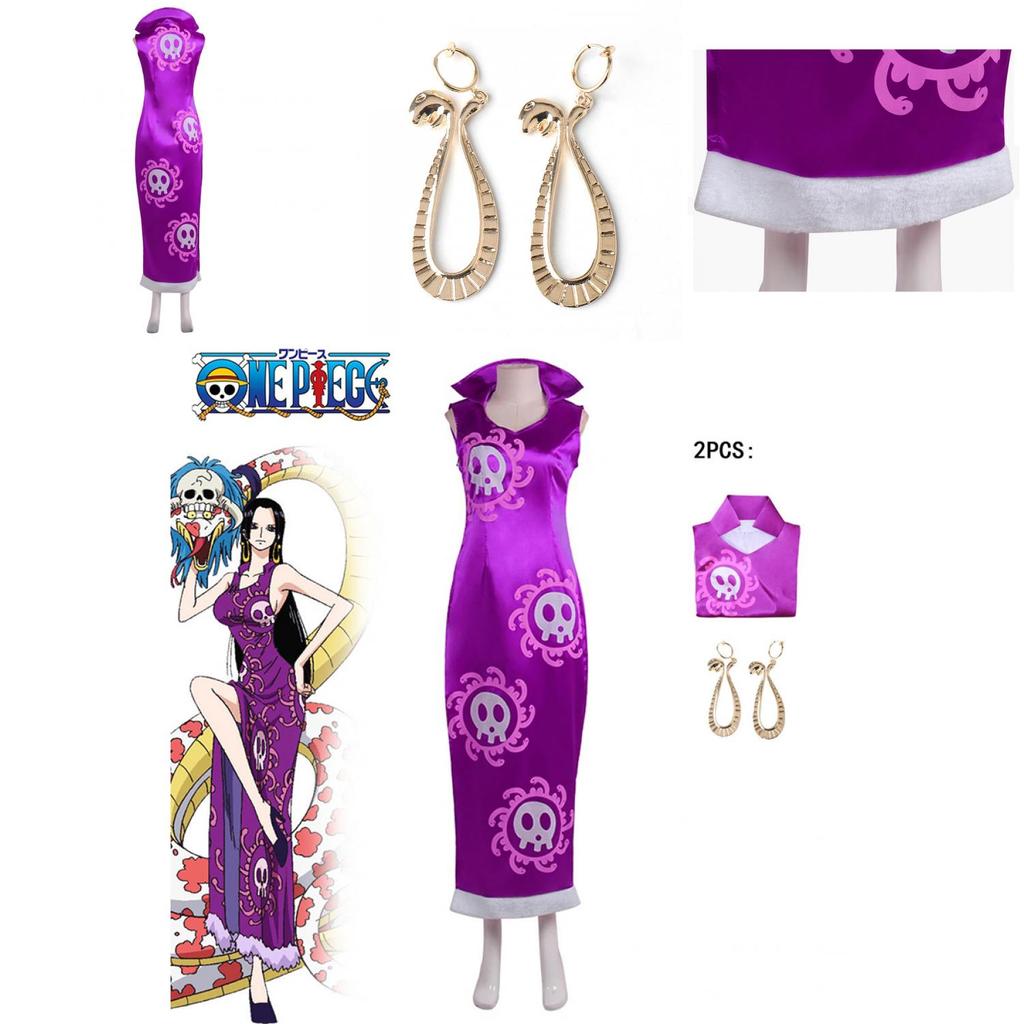 Костюм для косплея Боа Хэнкок из One Piece из атласной ткани для Хэллоуин-вечеринки