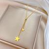 Simple Star Butterfly Zircon Pendant Tassel Necklace Stainless Steel Geometric Choker Jewelry Party Gifts For Women Girls