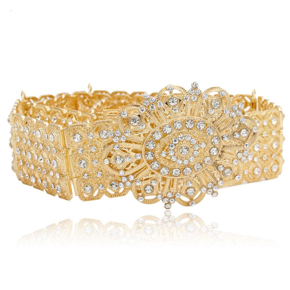 Женский пояс золотого цвета, металлическая поясная цепочка со стразами, свадебные украшения с цветком