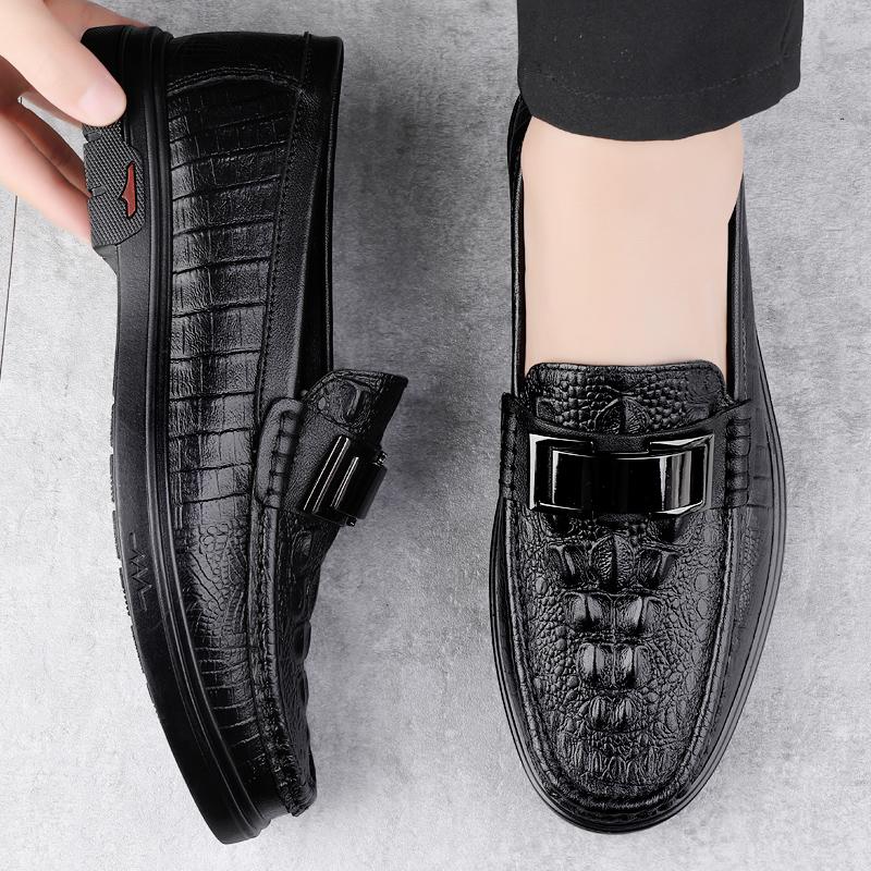 Trendy New Crocodile Pattern Business Formal Shoes Thick Soled Low Cut Men's Work Shoes Versatile Leather Casual Shoes for Men’s